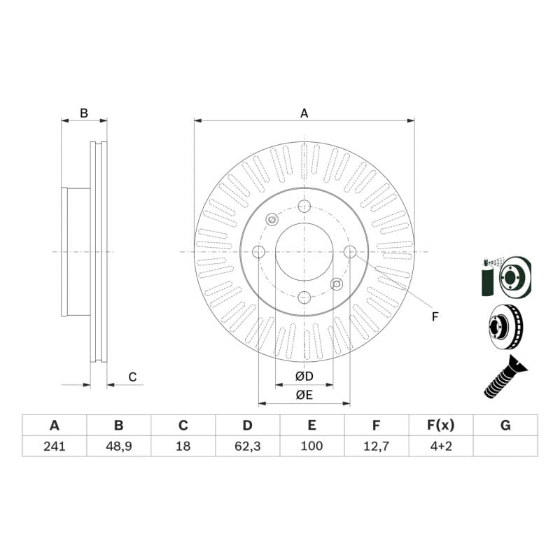 BOSCH 0 986 479 E73 stabdžių diskas