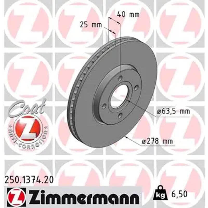 ZIMMERMANN stabdžių diskas 250.1374.20