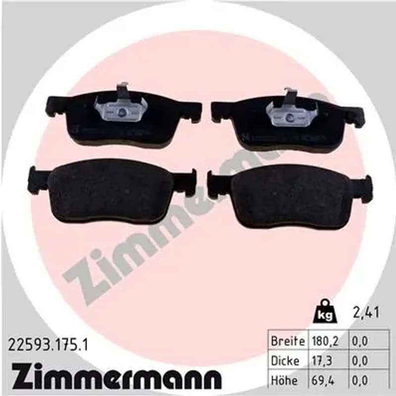 ZIMMERMANN stabdžių trinkelių rinkinys, diskinis stabdys 22593.175.1