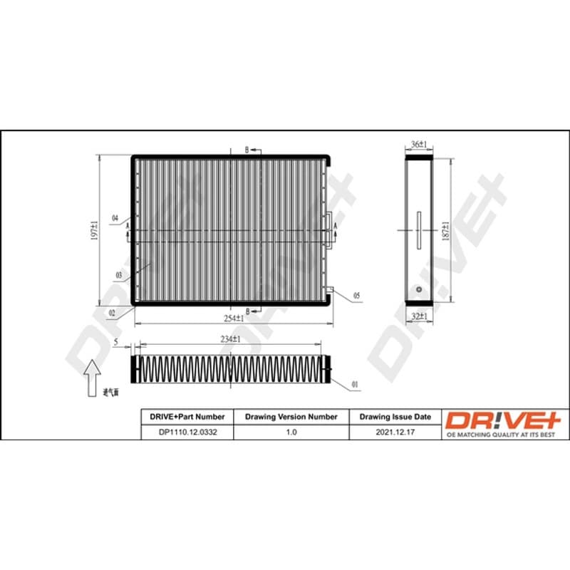 DRVE filtras, salono oras DP1110.12.0332