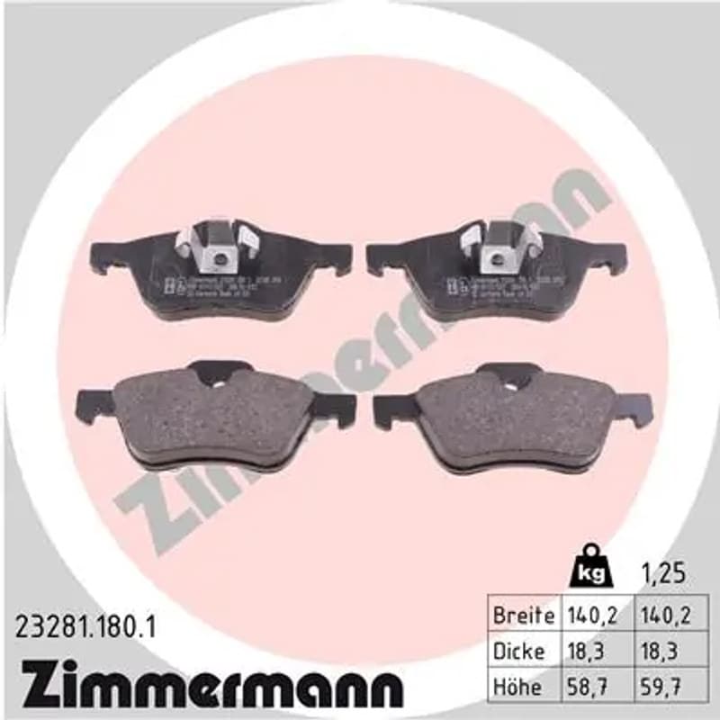 ZIMMERMANN stabdžių trinkelių rinkinys, diskinis stabdys 23281.180.1