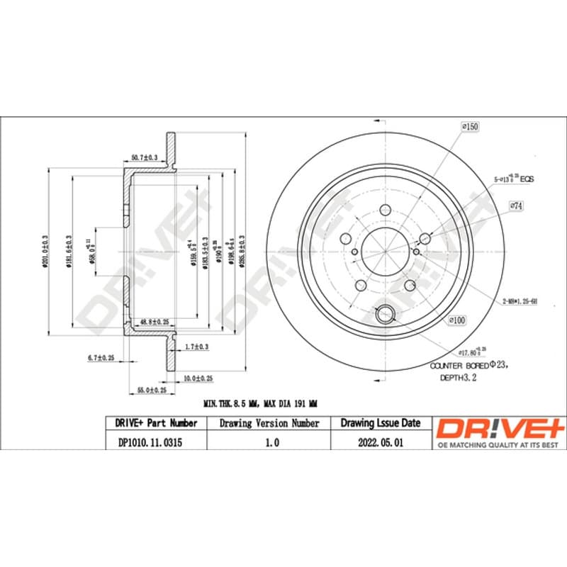 DRVE stabdžių diskas DP1010.11.0315