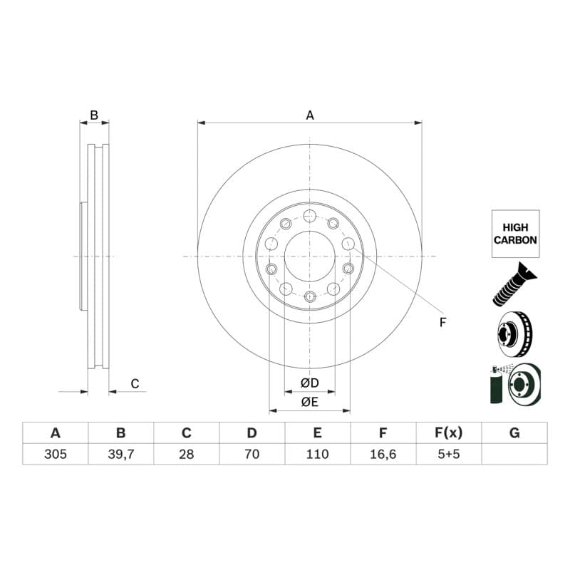 BOSCH 0 986 479 G89 stabdžių diskas