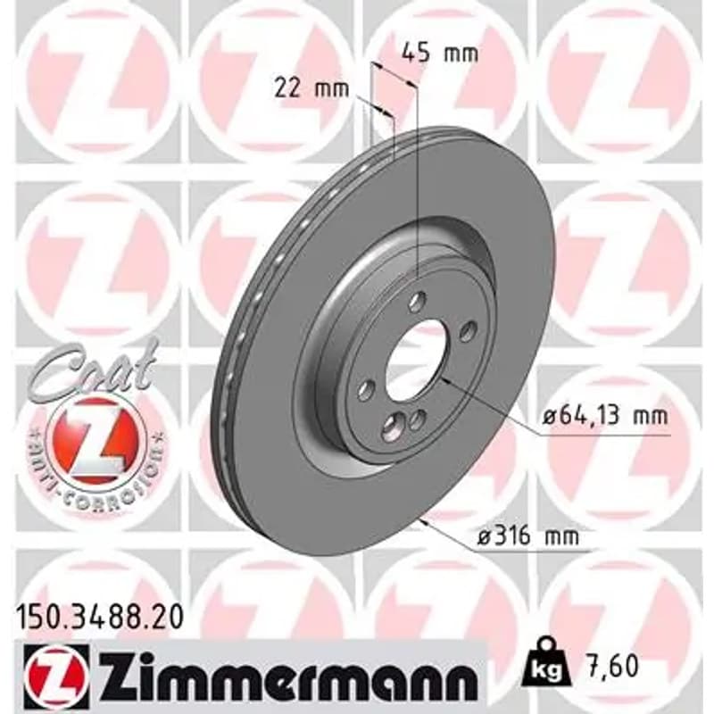 ZIMMERMANN stabdžių diskas 150.3488.20