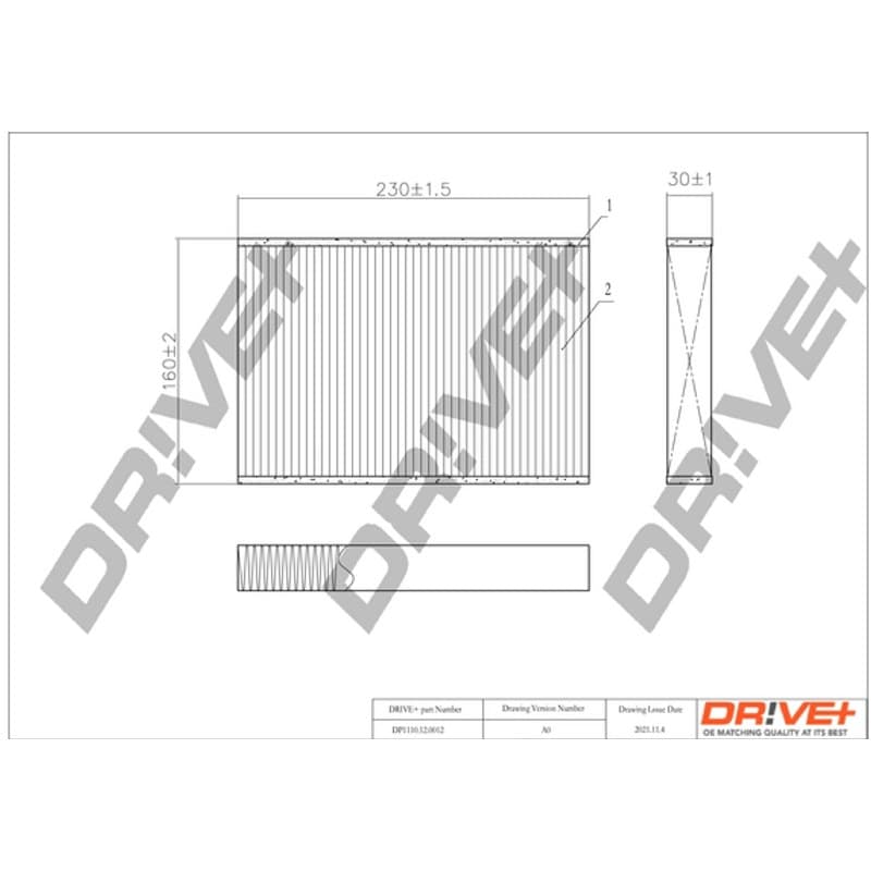 DRVE filtras, salono oras DP1110.12.0012