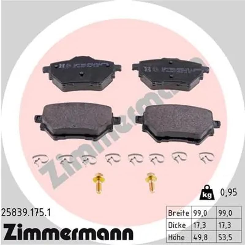 ZIMMERMANN stabdžių trinkelių rinkinys, diskinis stabdys 25839.175.1