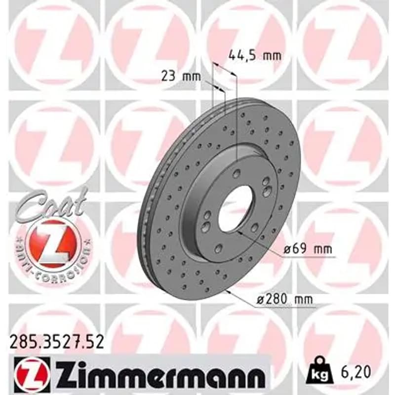 ZIMMERMANN stabdžių diskas 285.3527.52