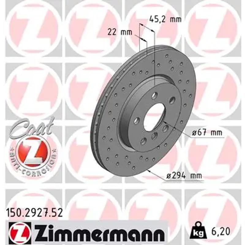 ZIMMERMANN stabdžių diskas 150.2927.52