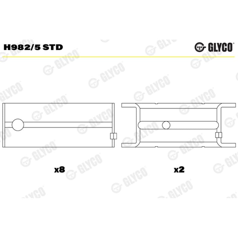 GLYCO pagrindiniai guoliai, alkūninis velenas H982/5 STD