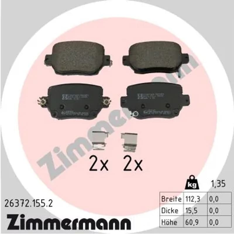 ZIMMERMANN stabdžių trinkelių rinkinys, diskinis stabdys 26372.155.2