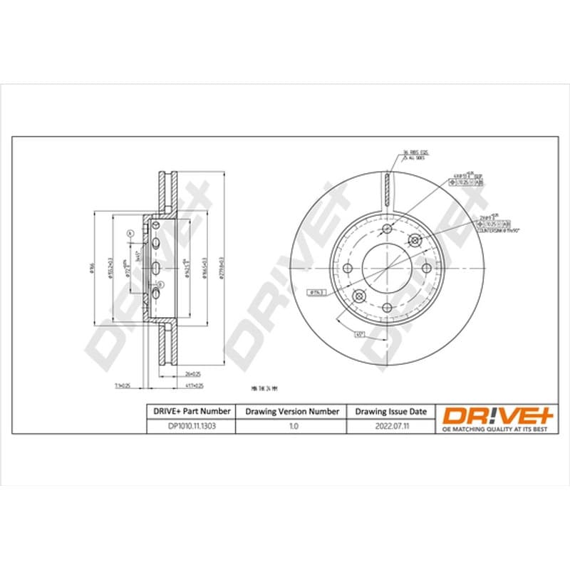 DRVE DP1010.11.1303 stabdžių diskas