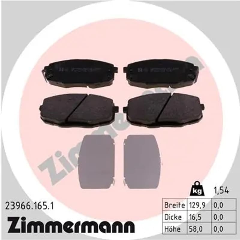 ZIMMERMANN stabdžių trinkelių rinkinys, diskinis stabdys 23966.165.1