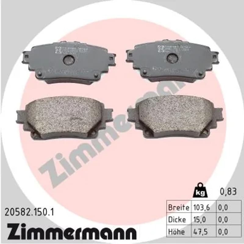 ZIMMERMANN stabdžių trinkelių rinkinys, diskinis stabdys 20582.150.1