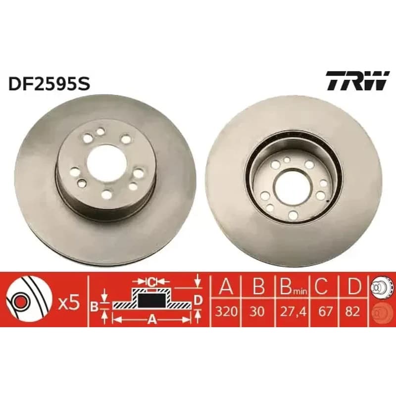 TRW stabdžių diskas DF2595S