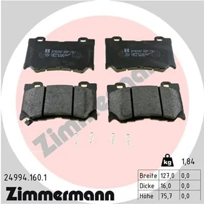 ZIMMERMANN stabdžių trinkelių rinkinys, diskinis stabdys 24994.160.1