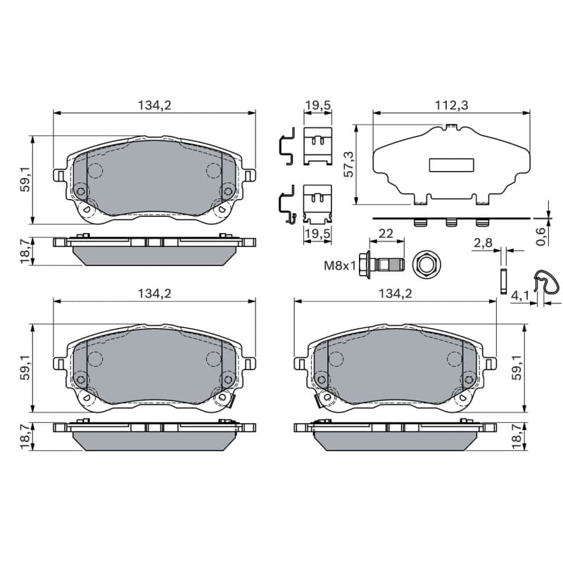BOSCH 0 986 460 149 stabdžių trinkelių rinkinys, diskinis stabdys