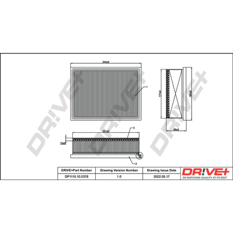 DRVE DP1110.10.0378 oro filtras