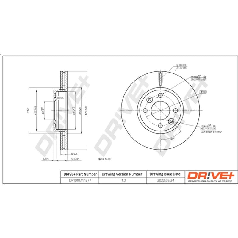 DRVE stabdžių diskas DP1010.11.1577