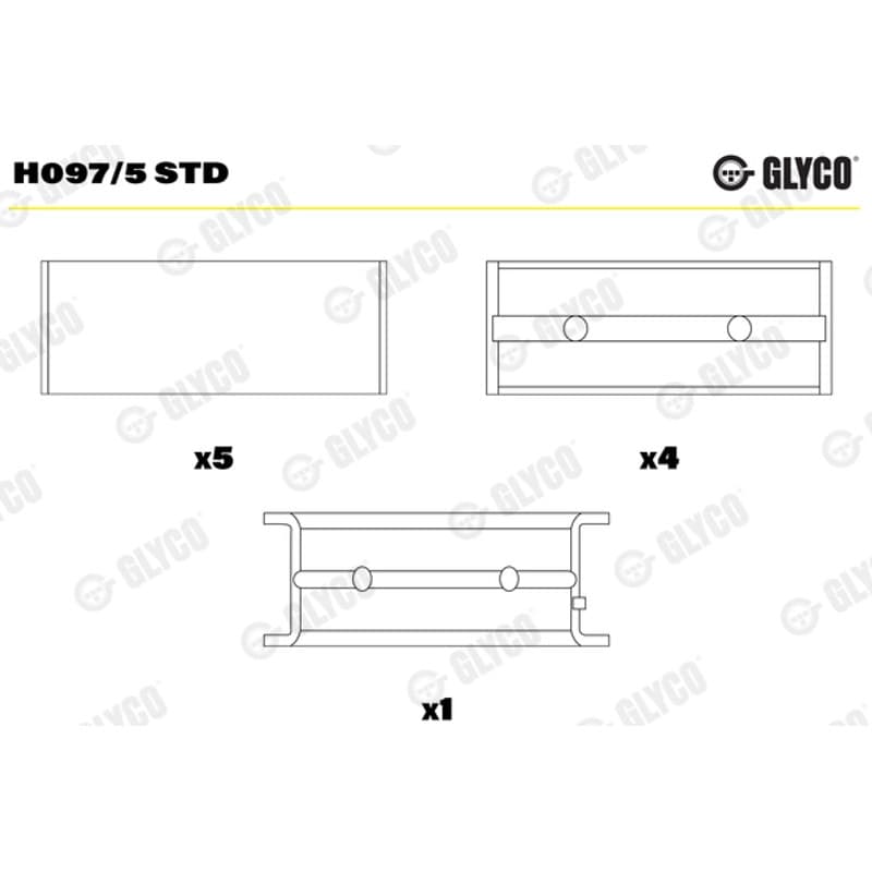 GLYCO pagrindiniai guoliai, alkūninis velenas H097/5 STD