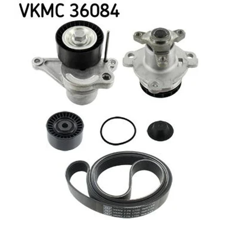 SKF VKMC 36084 vandens siurblys + V formos rumbuotas diržas, komplektas