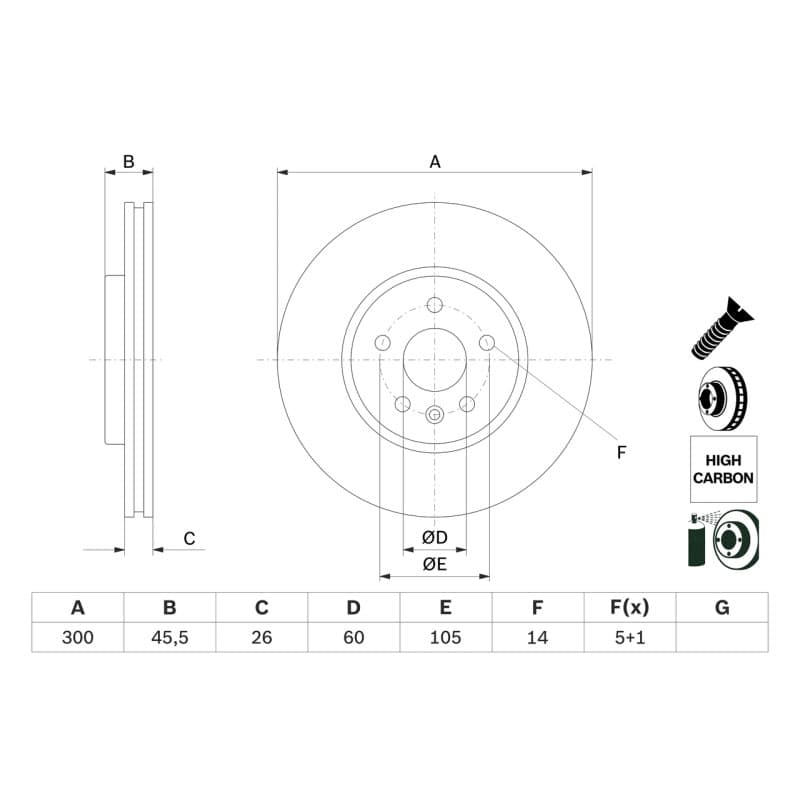 BOSCH 0 986 479 D93 stabdžių diskas