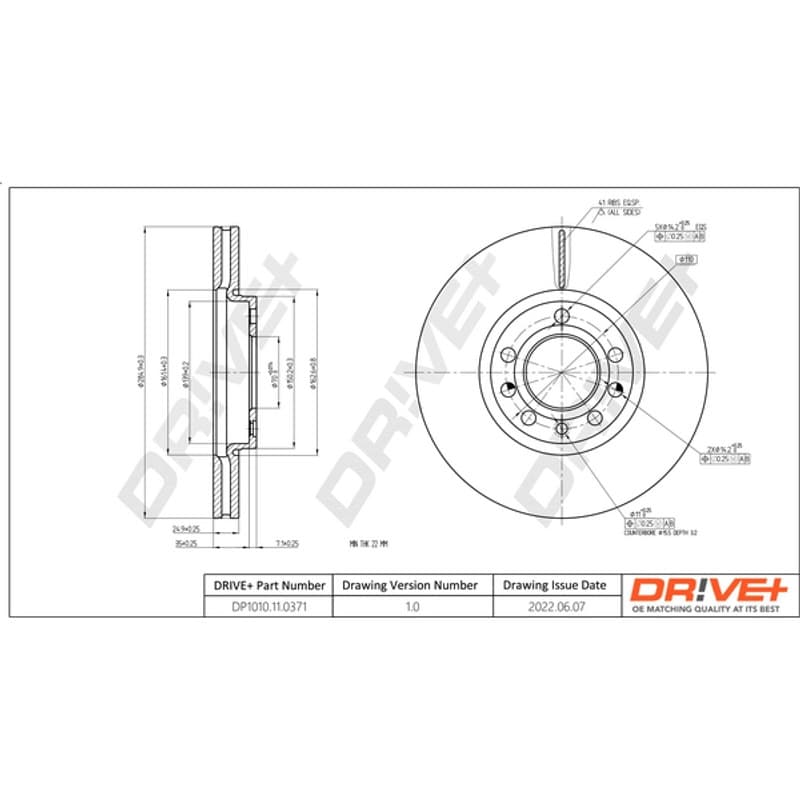 DRVE DP1010.11.0371 stabdžių diskas