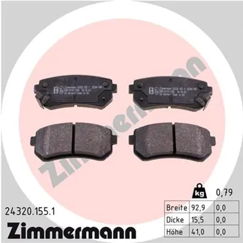 ZIMMERMANN stabdžių trinkelių rinkinys, diskinis stabdys 24320.155.1