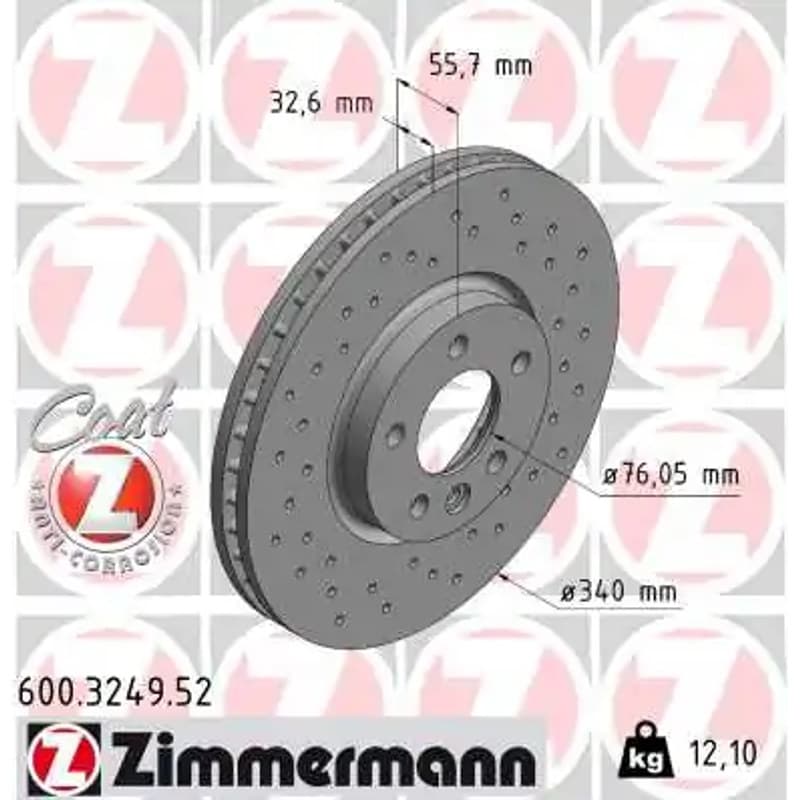 ZIMMERMANN stabdžių diskas 600.3249.52