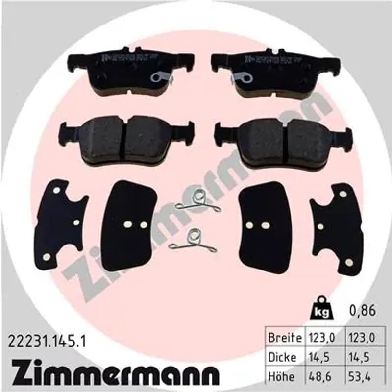 ZIMMERMANN stabdžių trinkelių rinkinys, diskinis stabdys 22231.145.1