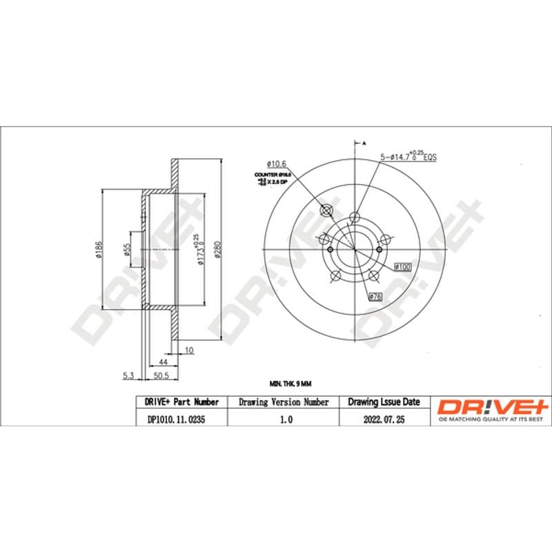 DRVE stabdžių diskas DP1010.11.0235