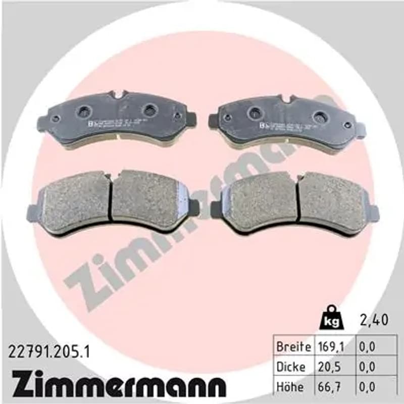 ZIMMERMANN stabdžių trinkelių rinkinys, diskinis stabdys 22791.205.1