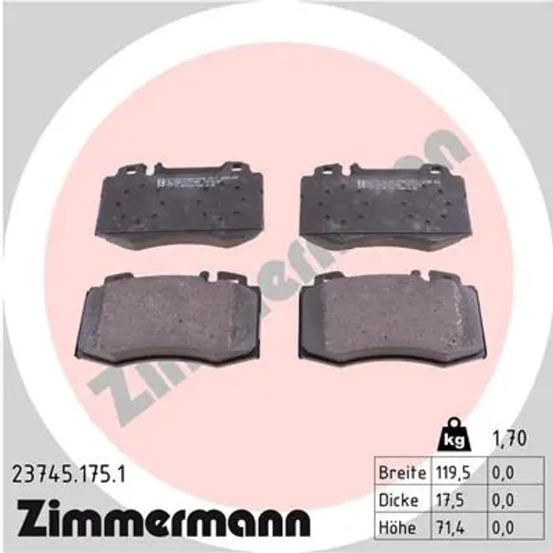 ZIMMERMANN stabdžių trinkelių rinkinys, diskinis stabdys 23745.175.1