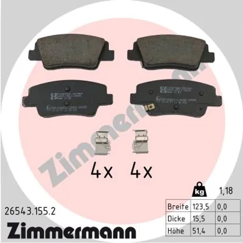 ZIMMERMANN stabdžių trinkelių rinkinys, diskinis stabdys 26543.155.2