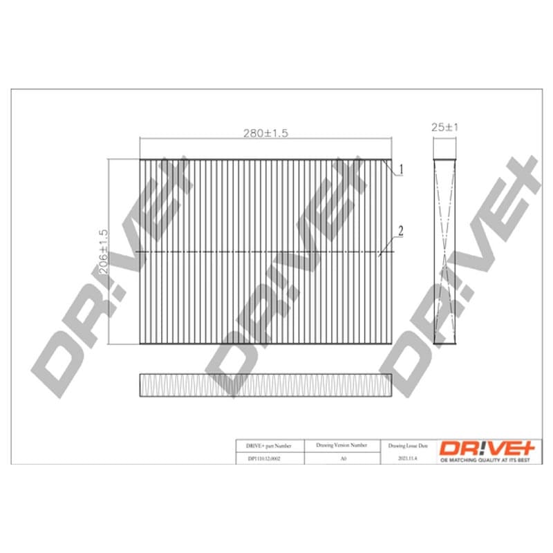 DRVE filtras, salono oras DP1110.12.0002