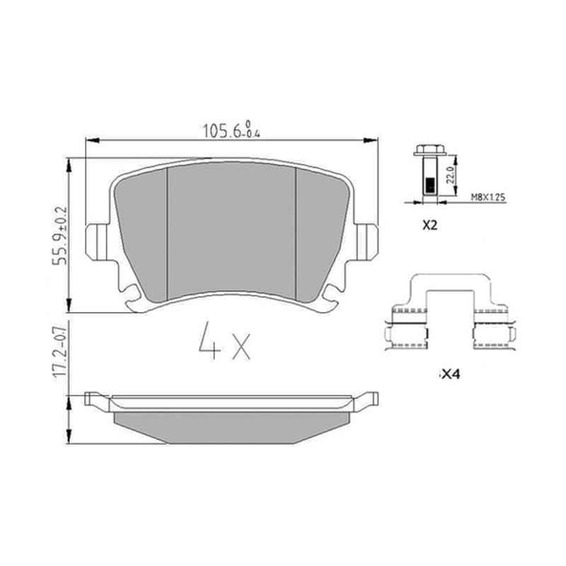 JURID stabdžių trinkelių rinkinys, diskinis stabdys 573846J