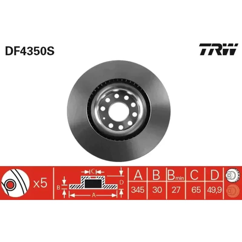 TRW stabdžių diskas DF4350S