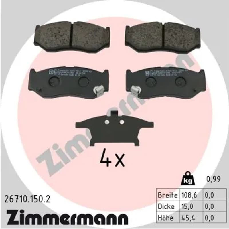 ZIMMERMANN stabdžių trinkelių rinkinys, diskinis stabdys 26710.150.2