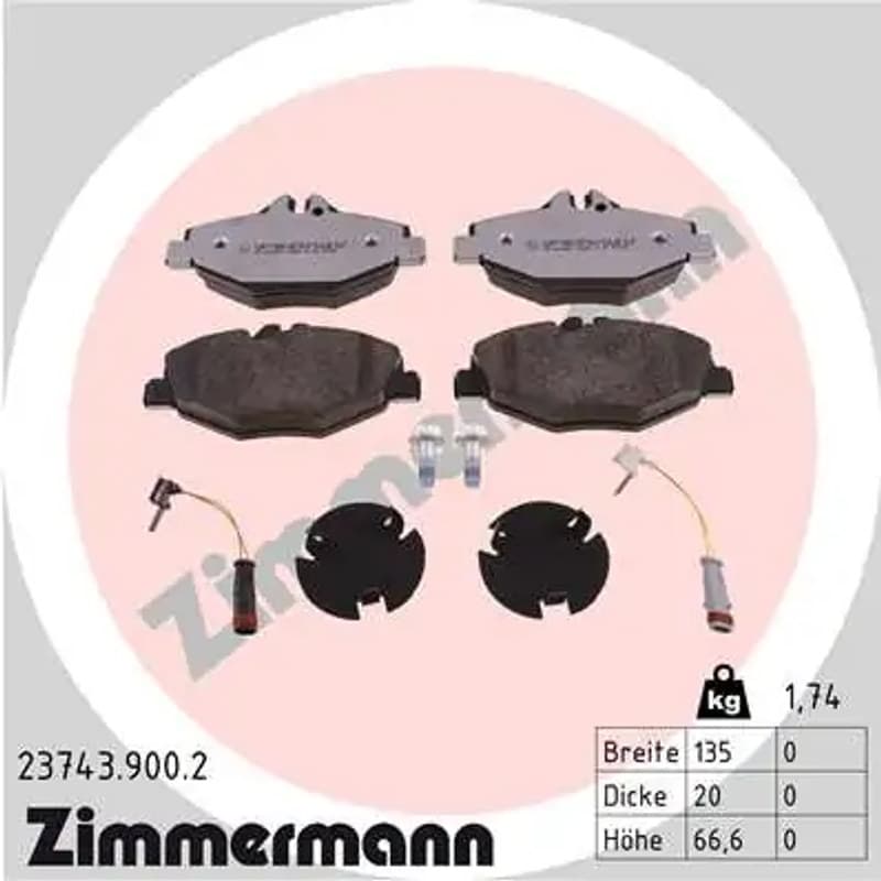ZIMMERMANN stabdžių trinkelių rinkinys, diskinis stabdys 23743.900.2