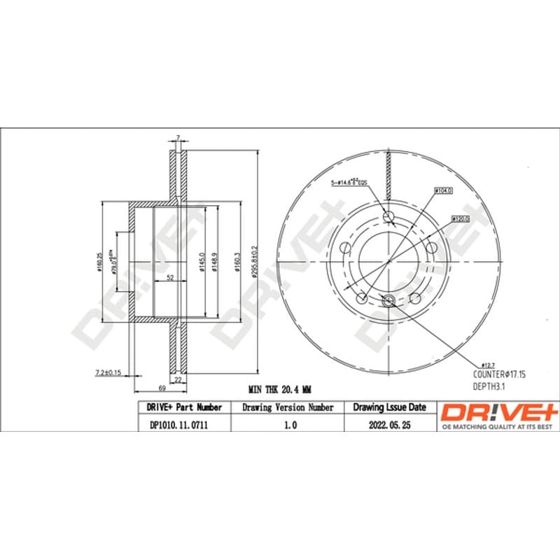 DRVE stabdžių diskas DP1010.11.0711