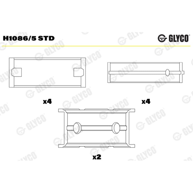 GLYCO pagrindiniai guoliai, alkūninis velenas H1086/5 STD