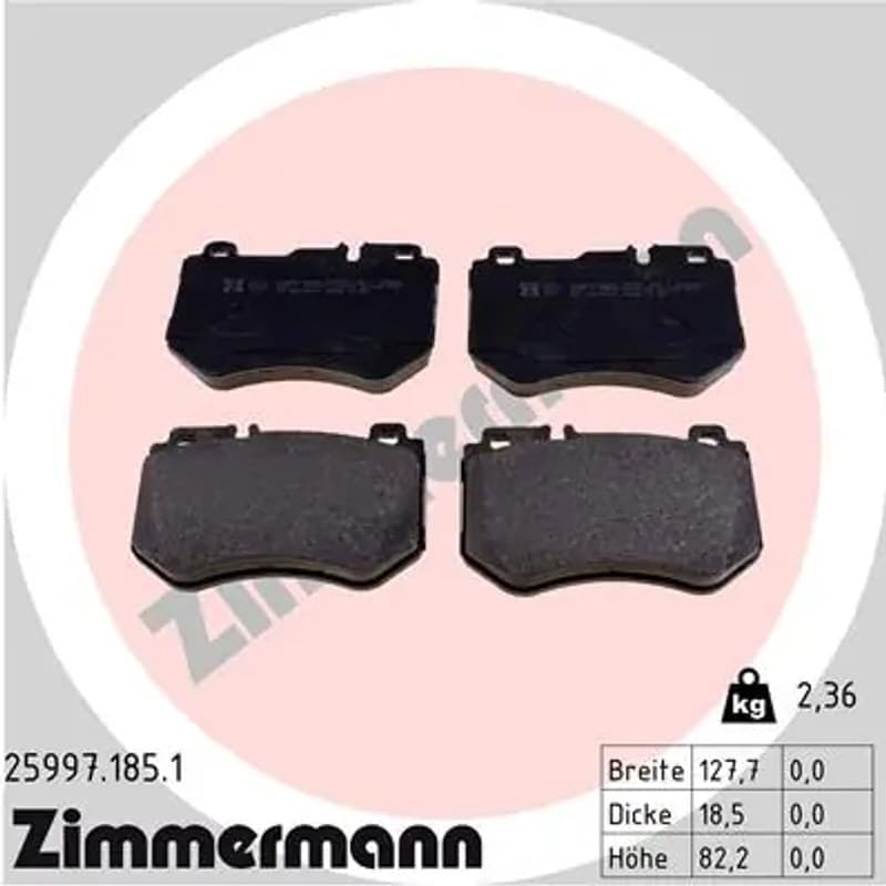 ZIMMERMANN stabdžių trinkelių rinkinys, diskinis stabdys 25997.185.1