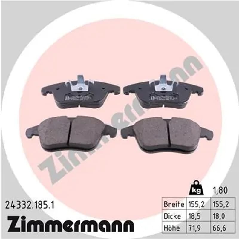 ZIMMERMANN stabdžių trinkelių rinkinys, diskinis stabdys 24332.185.1