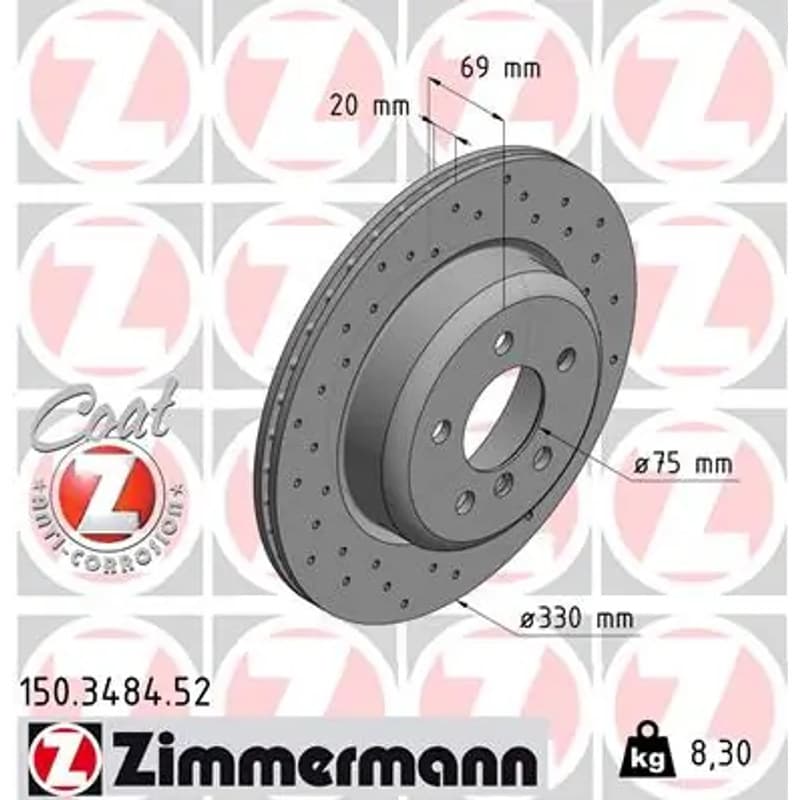 ZIMMERMANN stabdžių diskas 150.3484.52