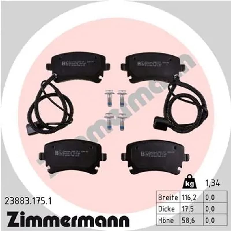 ZIMMERMANN stabdžių trinkelių rinkinys, diskinis stabdys 23883.175.1