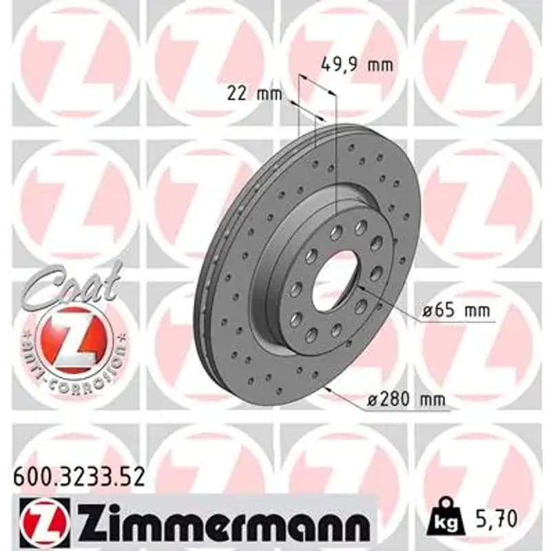 ZIMMERMANN stabdžių diskas 600.3233.52
