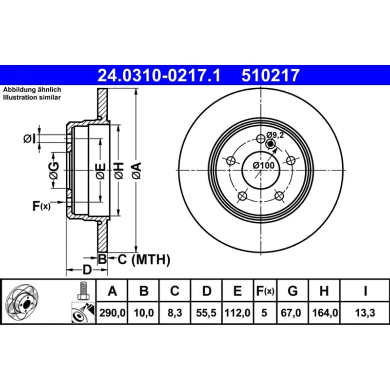 ATE stabdžių diskas 24.0310-0217.1