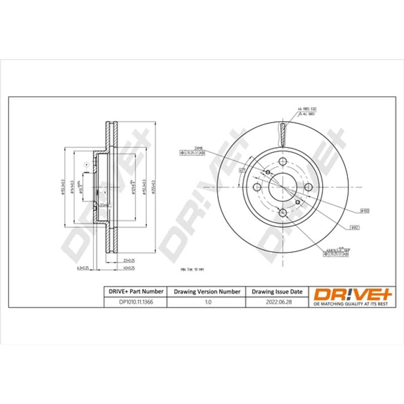 DRVE DP1010.11.1366 stabdžių diskas