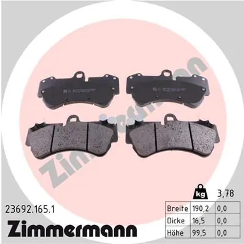 ZIMMERMANN 23692.165.1 stabdžių trinkelių rinkinys, diskinis stabdys