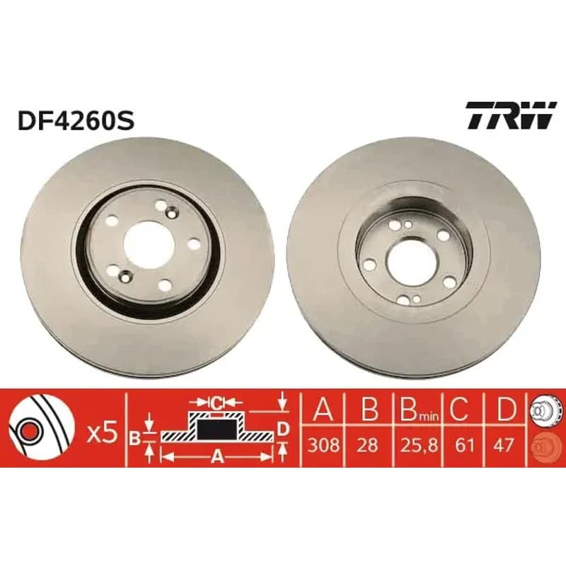 TRW stabdžių diskas DF4260S