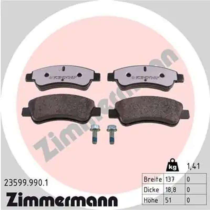 ZIMMERMANN stabdžių trinkelių rinkinys, diskinis stabdys 23599.990.1